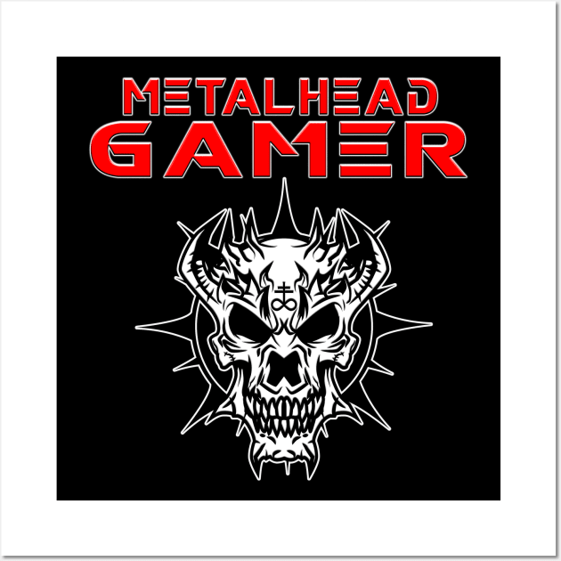 Metalhead Gamer Demon Skull Red Wall Art by Shawnsonart